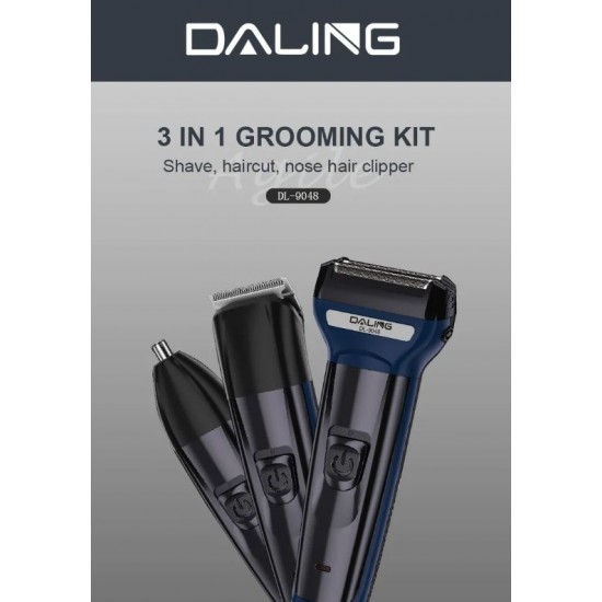 DALING DL-9048 Професионален безжичен 3 в 1 тример за коса, самобръсначка,за нос, комплект за подстригване