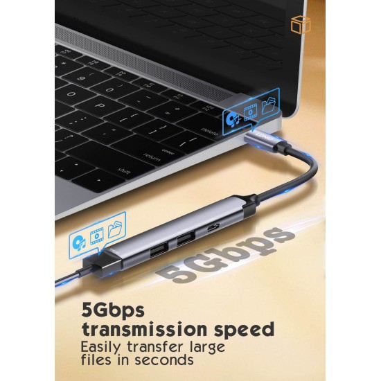 HUB Ldnio DS34C 4в1 USB-C КЪМ 3xUSB 1xUSB-C 5GB/ps