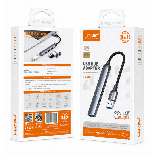 HUB Ldnio DS44U 4в1 USB КЪМ 4xUSB 5GB/ps