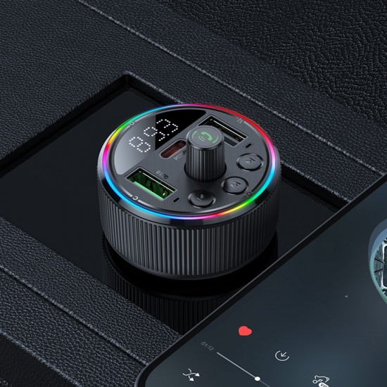 HOCO E82 FM 30W. модулатор трансмитер Запалка (2 USB изхода + 1USB-C, microSD, Bluetooth)
