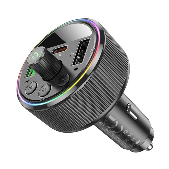 HOCO E82 FM 30W. модулатор трансмитер Запалка (2 USB изхода + 1USB-C, microSD, Bluetooth)