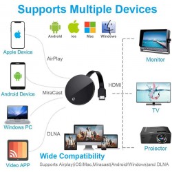 G7S 4K TV Stick – HDMI Miracast дисплей приемник, поддръжка на Chromecast, AirPlay, Android и iOS