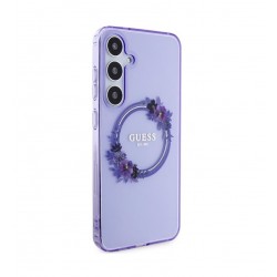 2961 Guess Galaxy S24 Plus Back cover case - IML Flowers Wreath MagSafe - Purple