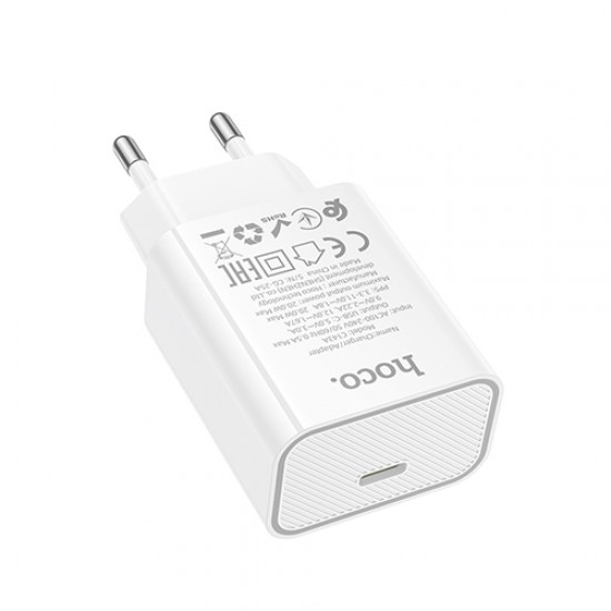 HOCO C143A Benefit 20W PD Бързо Зарядно Устройство USB-C (EU) – Бяло