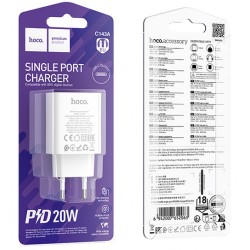 HOCO C143A Benefit 20W PD Бързо Зарядно Устройство USB-C (EU) – Бяло