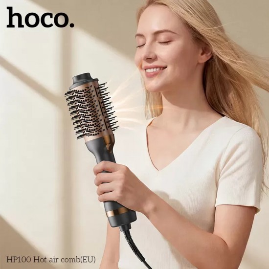 HOCO HP100 четка със сешоар 2 в 1 – сушене, изправяне и обем, 1000–1100W