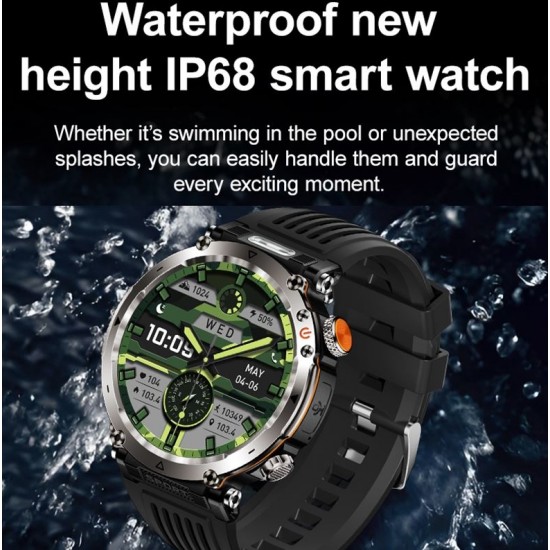HT30 Мъжки смарт часовник  Sport 2026 – 1.7" AMOLED дисплей, Bluetooth разговори, фенерче, 600mAh батерия, IP68 водоустойчив