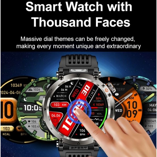 HT30 Мъжки смарт часовник  Sport 2026 – 1.7" AMOLED дисплей, Bluetooth разговори, фенерче, 600mAh батерия, IP68 водоустойчив