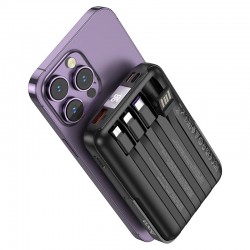 HOCO J135 Rico Power Bank 10 000 mAh, 22.5W, магнитно безжично зареждане 15W, вградени кабели, LED дисплей