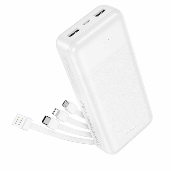 HOCO J163A Wonderful Power Bank 20,000mAh с 4 вградени кабели - Бял