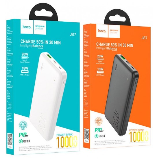HOCO J91 Преносимо зарядно тънък Powerbank 10,000mAh - Черен