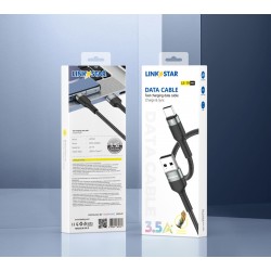LINK★STAR LS-19 3.5A Плетен USB към Type-C кабел – Черен