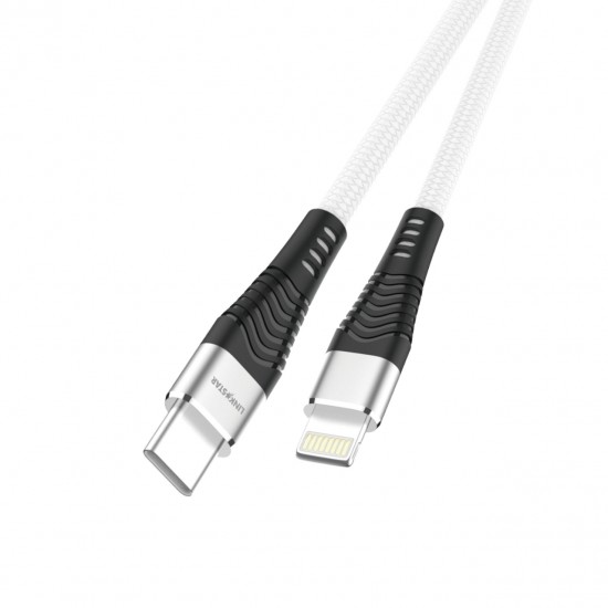 Link★Star LS-232 100W Плетен Type-C към Lightning кабел 2M Fast Charge - Бял