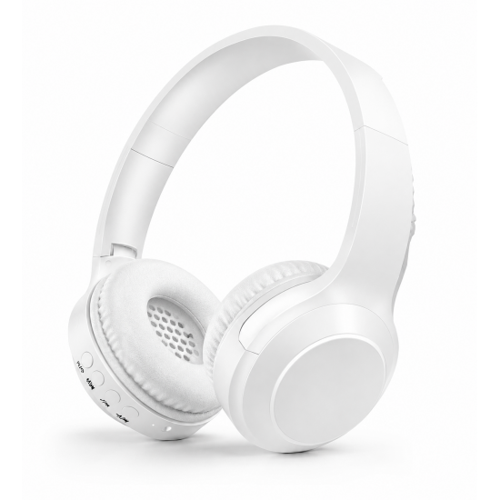 LELISU LS-212 Безжични слушалки с Bluetooth 5.3, TF карта, AUX, FM радио и микрофон – Бял