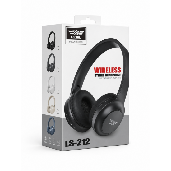 LELISU LS-212 Безжични слушалки с Bluetooth 5.3, TF карта, AUX, FM радио и микрофон – Черен