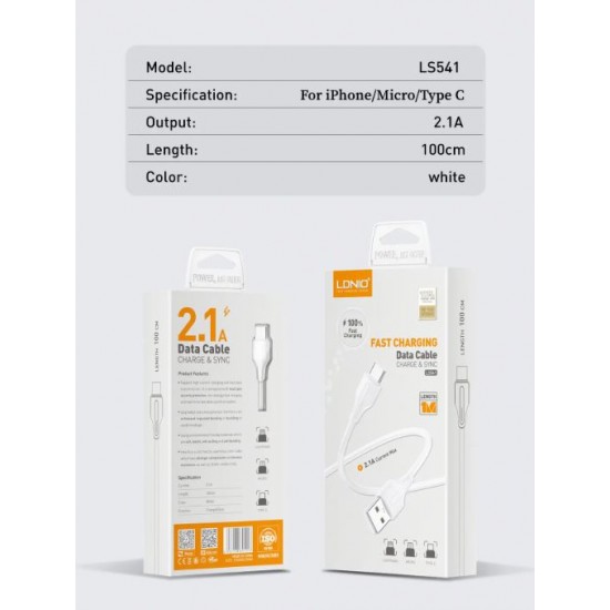 LDNIO Кабел LS541 USB към Type-C 1M