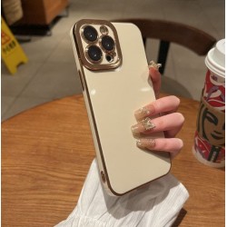 Луксозен силиконов кейс+камера TP25 iPhone 14 Plus - Бял