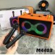 M4403 Караоке Bluetooth Тонколона с 2 Микрофона (Оранжев), 35W, RGB Осветление, Преносима, Поддръжка BT/TF/AUX/FM/TWS