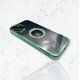 Безцветен кейс+камера DM1 с камъни за iPhone 15 Pro - Зелен