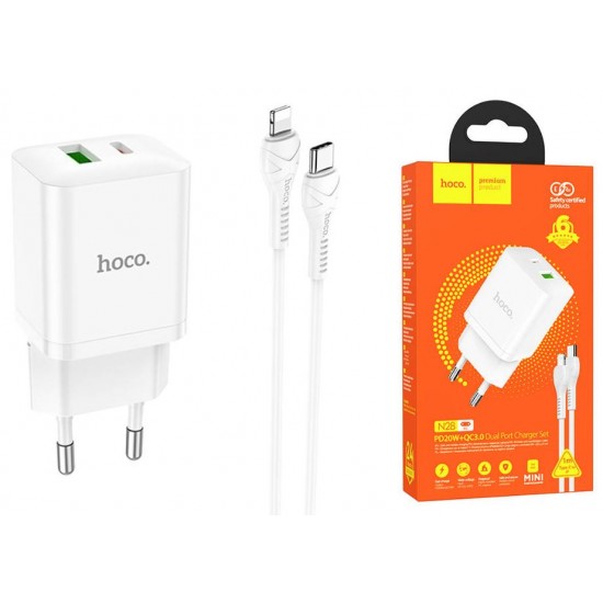 HOCO N28 Зарядно PD-20W+QC3.0A TYPE-C към Lightning