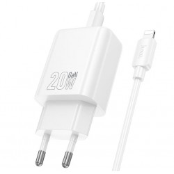 HOCO N60 USB-C 20W зарядно устройство с Type-C към Lightning кабел - Бял