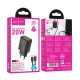 HOCO N61 20W + USB QC3.0 18W зарядно+ кабел Type-C към Type-C - Черен