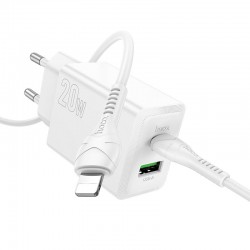 HOCO 220V Зарядно "N69 PD20W+QC3.0 Type-C към Lightning - Бял