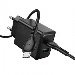 HOCO 220V Зарядно "N69 PD20W+QC3.0 Type-C към Type-C - Черен