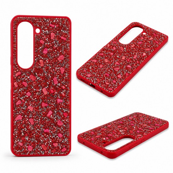 D70 Калъф с камъни за Samsung Z Fold 6 от 2 части - Червен