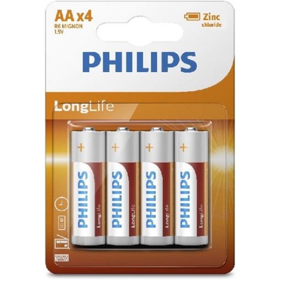 9466 Батерии Philips Zinc Chloride LongLife AA 4-blister