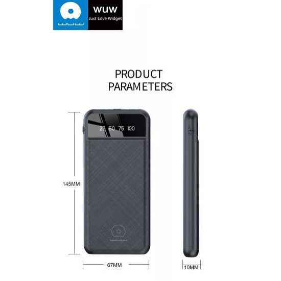 WUW-Y110 с USB-C 2A POWER BANK - 10,000MAH - Бял