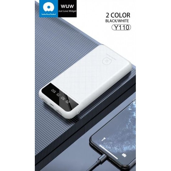 WUW-Y110 с USB-C 2A POWER BANK - 10,000MAH - Бял