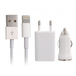 Зарядно iPhone 2в1 220V + 12V  Lightning 