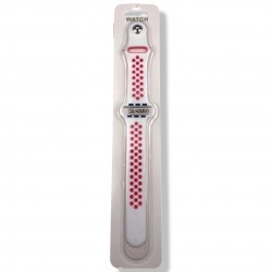 Силиконова Apple Watch каишка iWatch 45mm - Бял  - Розови дупки