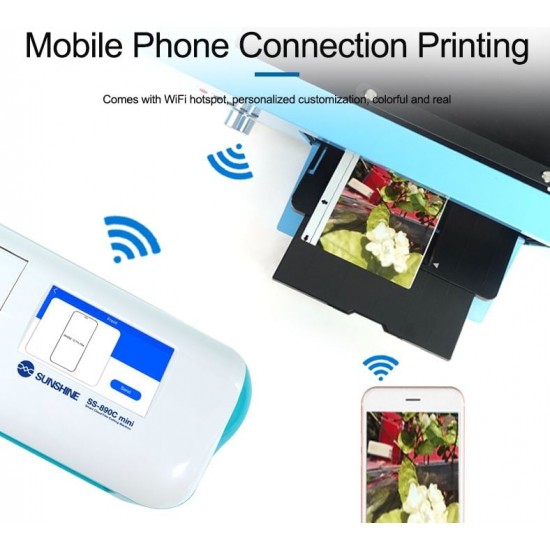 SUNSHINE SS-890P Smart UV многофункционален мастиленоструен принтер, оборудван с 8 инча сензорен компютър за телефон, таблет, машина за рязане на протектор