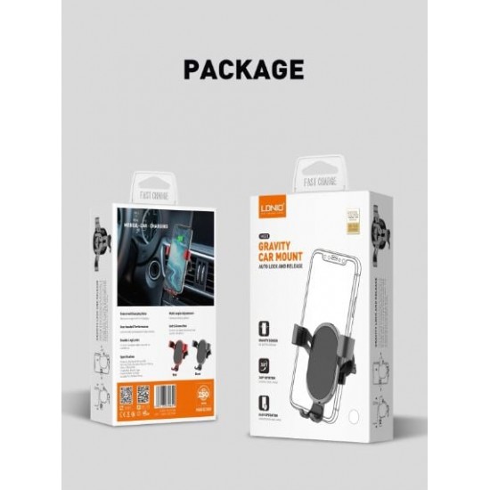 LDNIO MG01 Auto Lock Автомобилен държач за телефон (черен)