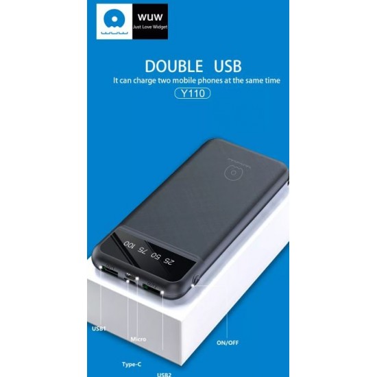 WUW-Y110 с USB-C 2A POWER BANK - 10,000MAH - Черен