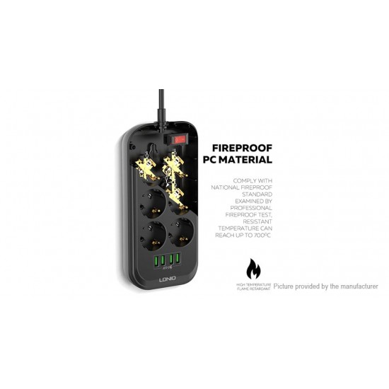 LDNIO SE6403 2500W 4USB зарядно устройство за телефон 6 EU Outlet Power Strip За универсален мобилен телефон