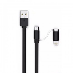 Кабел  LDNIO LC84 2в1 2.1A  Micro USB + Lightning - Черен