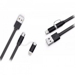 Кабел  LDNIO LC84 2в1 2.1A  Micro USB + Lightning - Черен