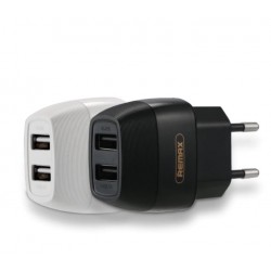 220V Адаптер REMAX 2 USB за телефони с 2 изхода - Черен