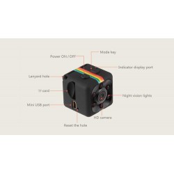 Мини Камера SQ11 SD записваща камера mini DV - Черна