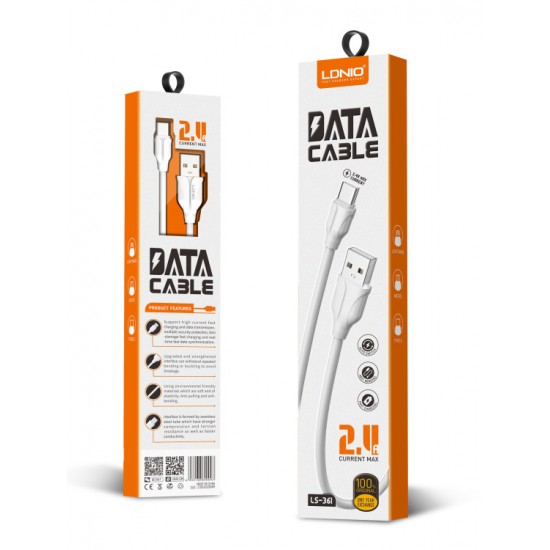 Кабел  LDNIO LS-361 USB към Type-C 1M