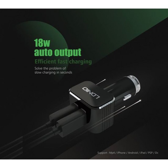 12V Зарядно 3.6A LDNIO C306 2 PORT USB към Lightning