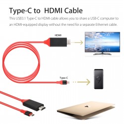 Type-C към HDMI мъжко кабел адаптер за връзка на MHL Android смартфон телефон таблет с телевизор монитор