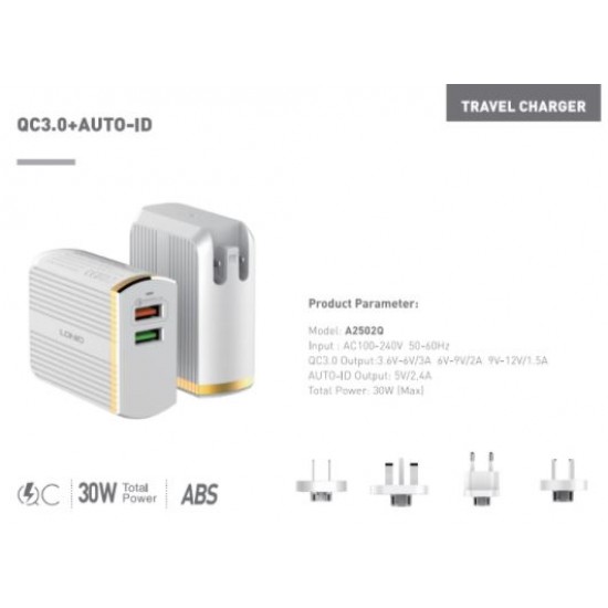 220V 3A A1302Q-C Адаптер LDNIO 18W USB-C