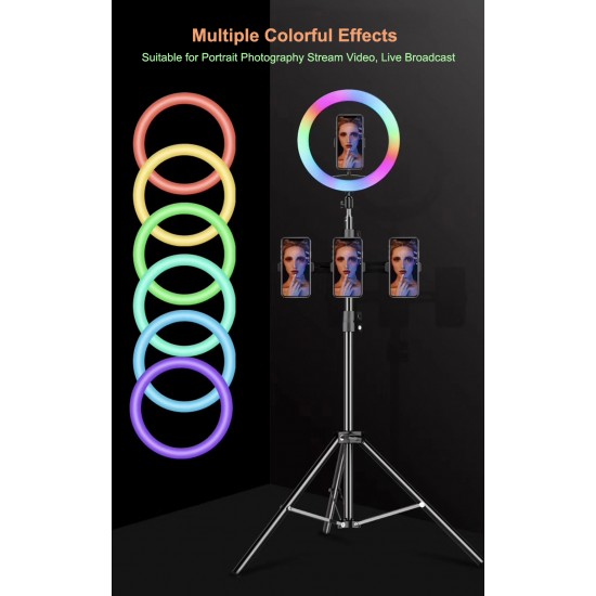 MJ33 Ринг лампа RG LED Цветна, За селфи/грим, 12" 33cm ринг