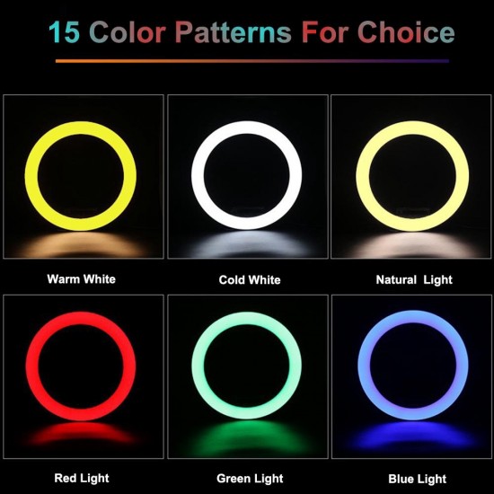 MJ-36 Ринг лампа RG LED Цветна, За селфи/грим, 14" 36cm ринг