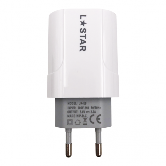 220V JK-E9 2IN1 Lightning 2.1А L✮Star Зарядно c 1 изход USB