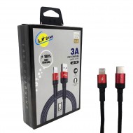 Плетен кабел LS-72 L✮STAR TYPE-C към Lightning - Червен